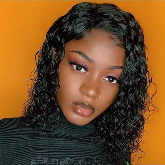 12” HUMAN HAIR Short Deep Curly Lace Front Wig NEW main image 6